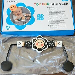 NWOT Wooden Black and White Toy Bar for Bouncer